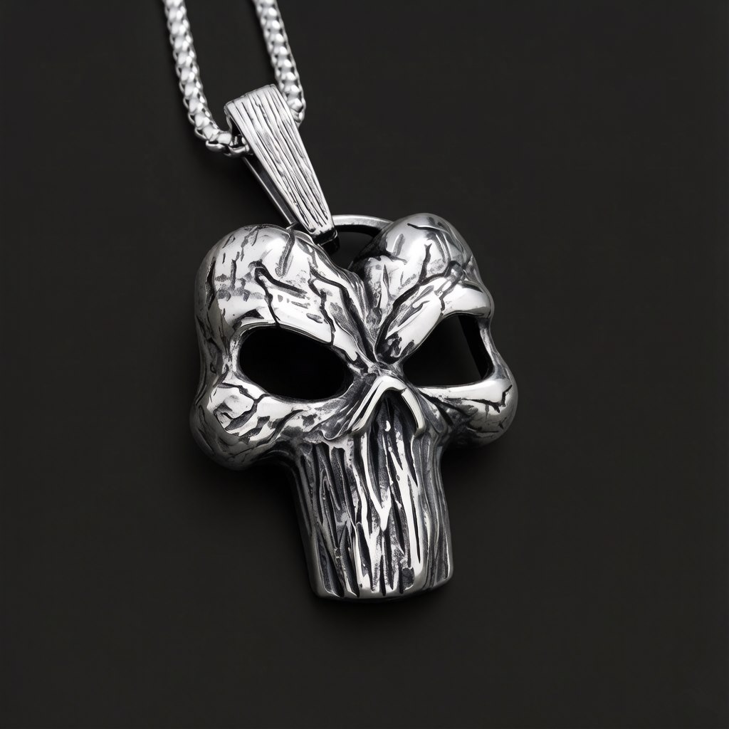 Vintage Skull Face Pendant Necklace