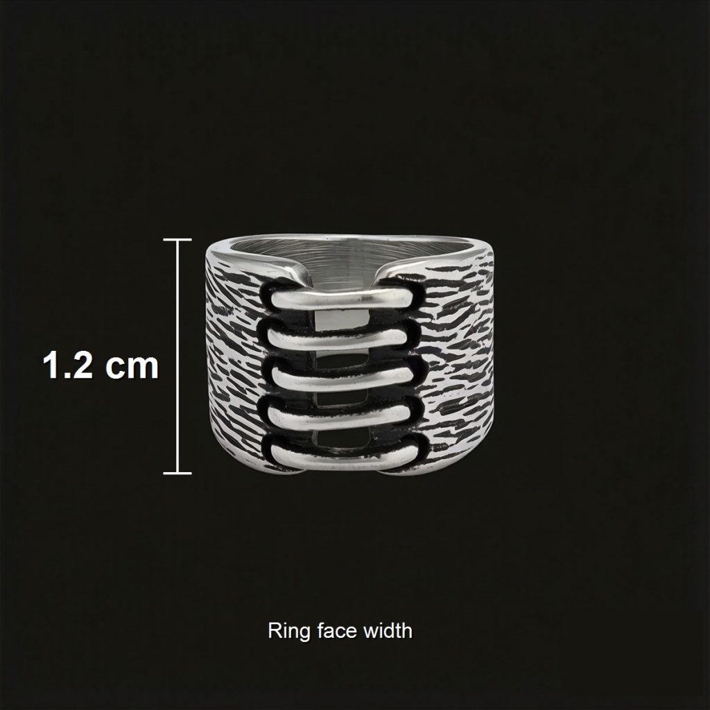 Size image showing approx 1.2 cm ring face width